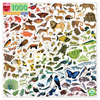 eeBoo A Rainbow World 1000 Pc Sq Puzzle จิ๊กซอว์รูปสัตว์โลกแบบ 1000 ชิ้น