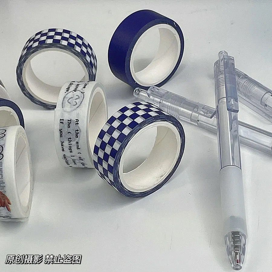 Oya 丨 Klein Blue ins Washi Tape 5m Mosaic Plaid Love Handbook วัตถุขนาดเล็กวัสดุตกแต่งสติกเกอร์เทป