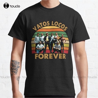 เสื้อตราหานคู่ - เติบโตขึ้นมายากบนถนนVatosLocosตลอดกาลคลั่งกรดเสื้อยืดTshirtคลาสสิกสําหรับเสื้อยืดต