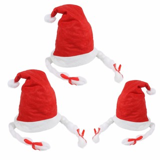 Santa Braid Christmas Hat หมวกซานต้า ซานตี้ แบบถักเปีย น่ารัก สำหรับแต่งกายวันคริสต์มาส และวันปีใหม่