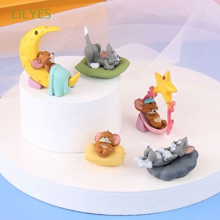 ฟิกเกอร์ Lilyes Cute Tom &amp; Jerry Action Figures ของเล่นสําหรับแมว 5 ชิ้น