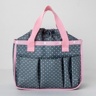 LeSportsac Multi bag x Polka dot กระเป๋าผ้า กระเป๋าจัดระเบียบ น้ำหนักเบา สีเทา ลายจุด