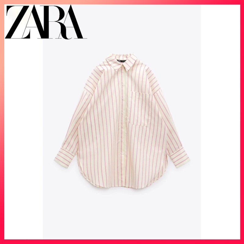 ZARA ซาร่า ฤดูใบไม้ร่วงและฤดูหนาวใหม่ของผู้หญิงลายบ้านขนาดใหญ่เสื้อ ป๊อปลิน