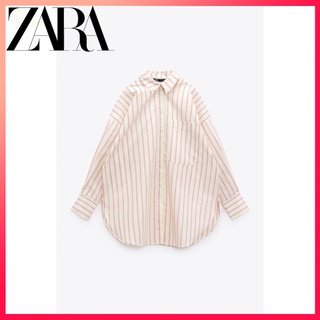 Zara เสื้อเชิ้ตผ้าไหม ลายทาง แฟชั่นฤดูใบไม้ร่วง ฤดูหนาว สไตล์ใหม่ สําหรับผู้หญิง