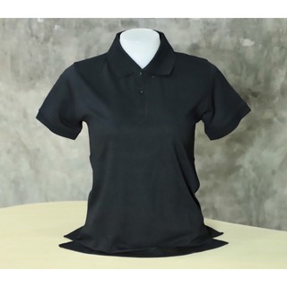 เสื้อโปโลสีดำผ้าดรายทัช ผู้หญิง (ทรงเข้ารูป) เนื้อผ้าใส่สบาย ไม่ร้อน