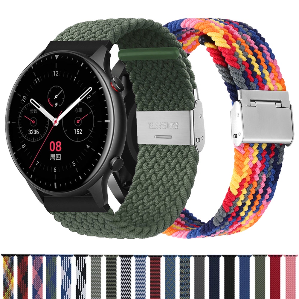 สายรัดไนลอนถัก 22 มม. สําหรับ Huami Amazfit GTR 4 3 Pro GTR2 / Balance / Cheetah Pro / Pace / GTR 47mm