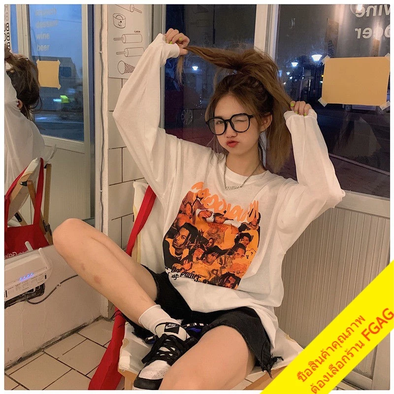 เสื้อยืดแขนยาวผู้หญิงไซส์ใหญ่ oversize เสื้อผ้าแฟชั่นวัยรุ่นน่ารัก  เสื้อโอเวอร์ไซส์เกาหลี สกรีนลายวินเทจ ทรงหลวม xxl thumbnail 10