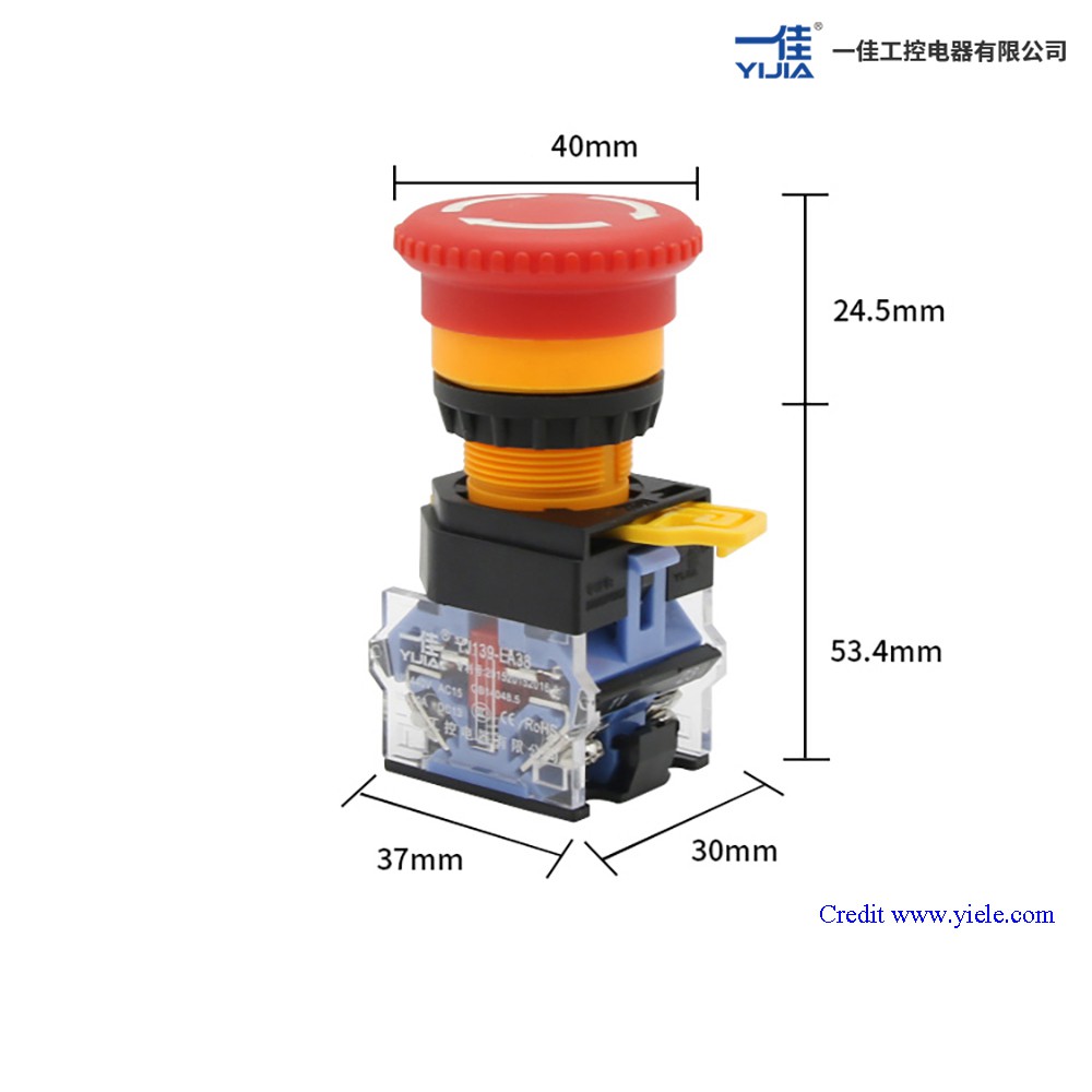 Emergency Stop Button LA38A 22mm. สวิตซ์ฉุกเฉิน 22มิล