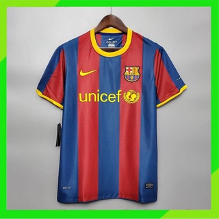 เสื้อกีฬาแขนสั้น ลายทีมชาติฟุตบอล Barcelona 10-11 ชุดเหย้า สไตล์เรโทร