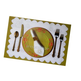 แผ่นรองจาน แบบ3มิติ เสมือนจริง 3D Pattern Placemat Non-slip Coaster Pad Placemats for Table Dining Napkin Washable Mat K