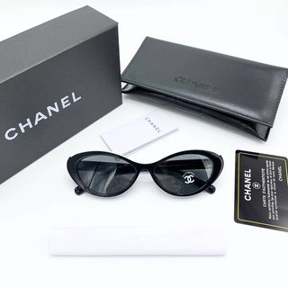 CHANEL 5416 C534/3 BROWN LEOPARD ACETATE OVAL FRAME SUNGLASSES LOGO LETTER ON TOP แว่นตากันแดด uv400 แบรนด์ชาแนล