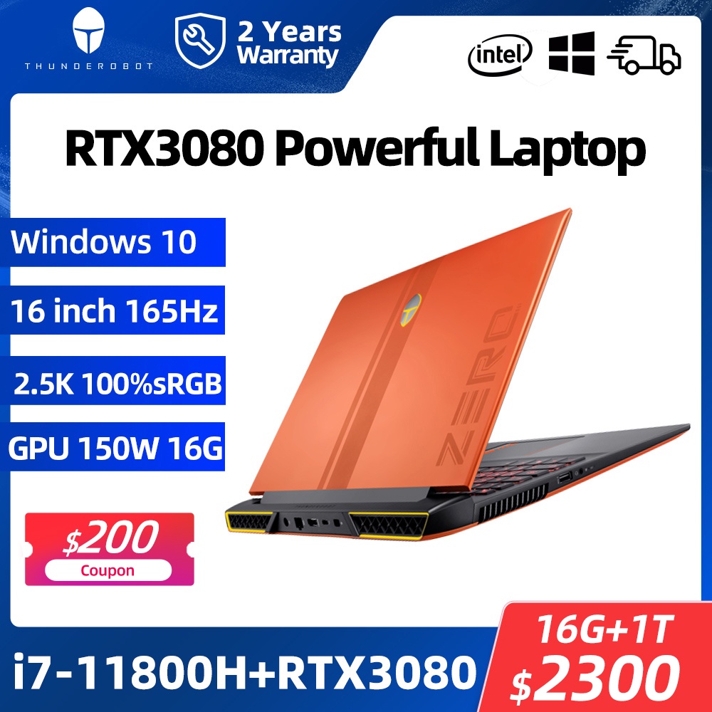 ZERO RTX3080 i7-11800H Gaming Laptop 165Hz 16'' inch 2.5K 16:10 WiFi6 Notebook Computer Laptops Gaming 2 Years W