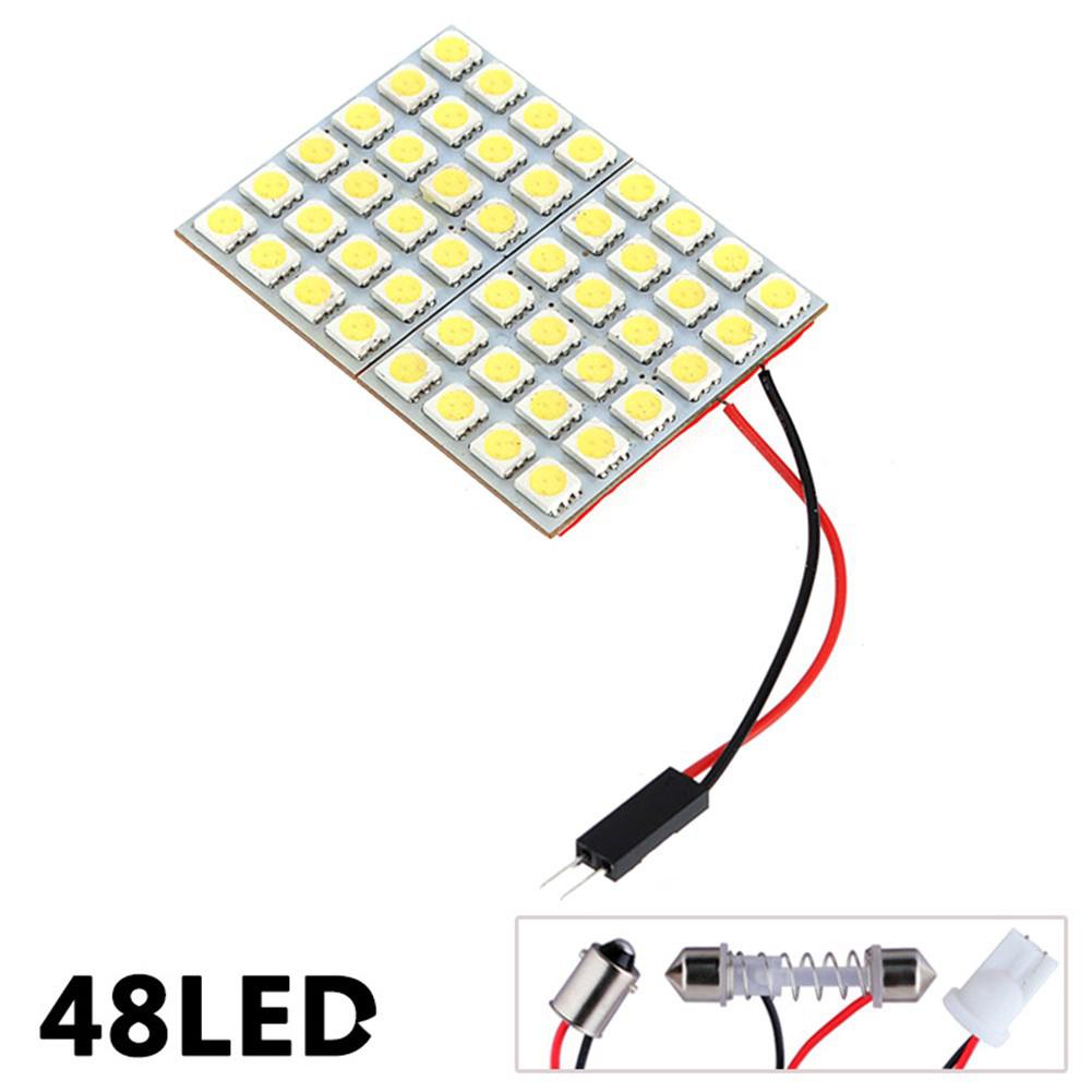 หลอดไฟติดเพดานรถยนต์ แสงสีขาวT10 48SMD 5050 LED