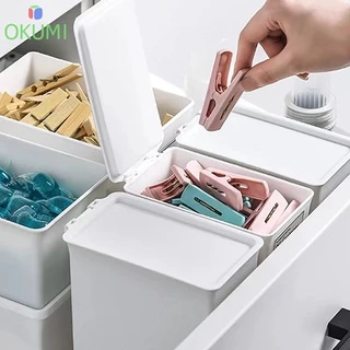 OKUMI_SHOP กล่องพลาสติกอเนกประสงค์ ใส่ผงซักผ้า ตัวหนีบเสื้อผ้า กล่องจัดระเบียบ