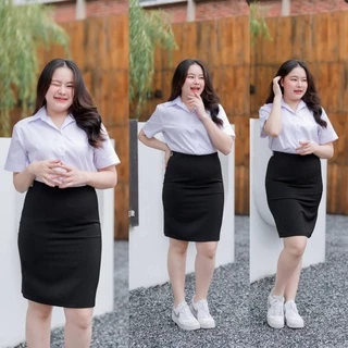 กระโปรงนักศึกษาทรงเอ ไซต์ใหญ่ สาวอวบพลัสไซต์🧋กระโปรงนักศึกษา ทรงเอ กระโปรงทรงเอผ่าหลัง ความยาว20-26นิ้ว • เอว33-45