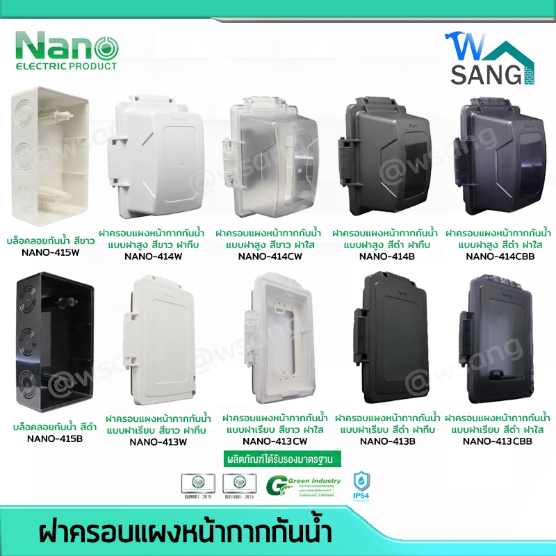 บล็อคลอยกันน้ำ ฝาครอบแผงหน้ากากกันน้ำ หน้ากากกันน้ำ IP54 NANO สีขาว สีดำ ใช้ได้กับทุกรุ่น @wsang