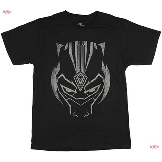 irjfje Marvel Black Panther Mens Shirt - Distressed TChalla Mask T-Shirt ดพิมพ์ลาย เสื้อยืดผู้ชายและผู้หญิง ดผ้าเด้ง ค