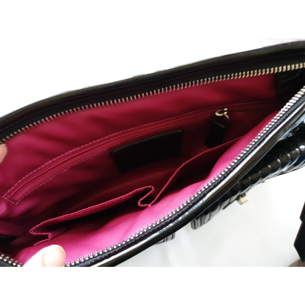 [แท้/หายาก] สภาพเนี้ยบ กระเป๋าสะพาย Coach Poppy Liquid Gloss Patent Black 18678 กระเป๋าหนังแก้ว กระเป๋าแบรนด์เนม​มือสอง