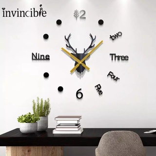 Modern Creative 3D Deer Head Modeling Strong Self-adhesive Wall Clock Stickers/ DIY Large Numbers Clock Art Decal Home Decor