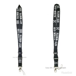 OFF-WHITE Lanyard+ห่วงเล็ก สายคล้องคอ ห้อยบัตร สายหนาสกรีนชัดไม่ลอก