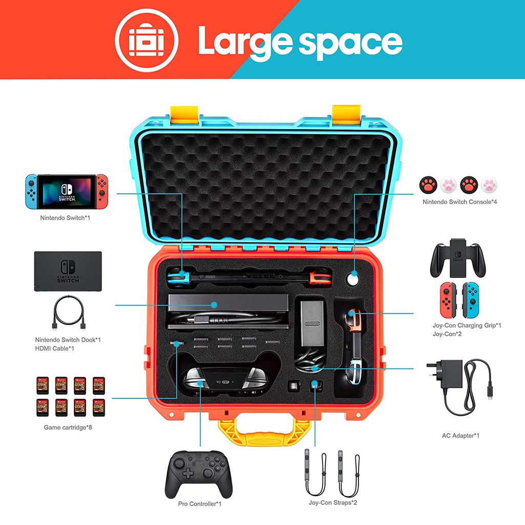 แถมสายสะพาย Devaso Hardbox Carrying Travel Case for Nintendo Switch ...
