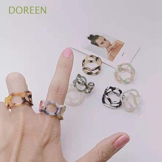 DOREEN Geometric Resin Rings Vintage Cross Open Finger Ring Women Trendy Acetic Acid Hollow Fashion Jewelry Round Leopard