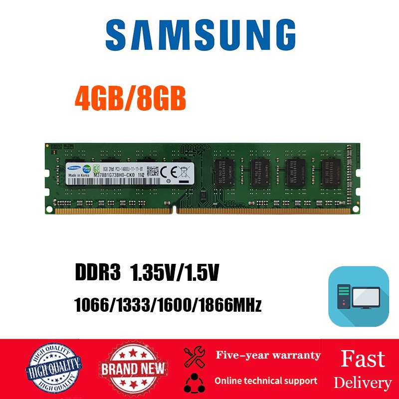 【พร้อมส่ง】หน่วยความจําเดสก์ท็อป Samsung 4GB 8GB DDR3 DDR3L DIMM 1066 1333 1666 1866MHz 240Pin 1.35V 1.5V RAM PC3-8500 10600 12800 14900 สําหรับ PC