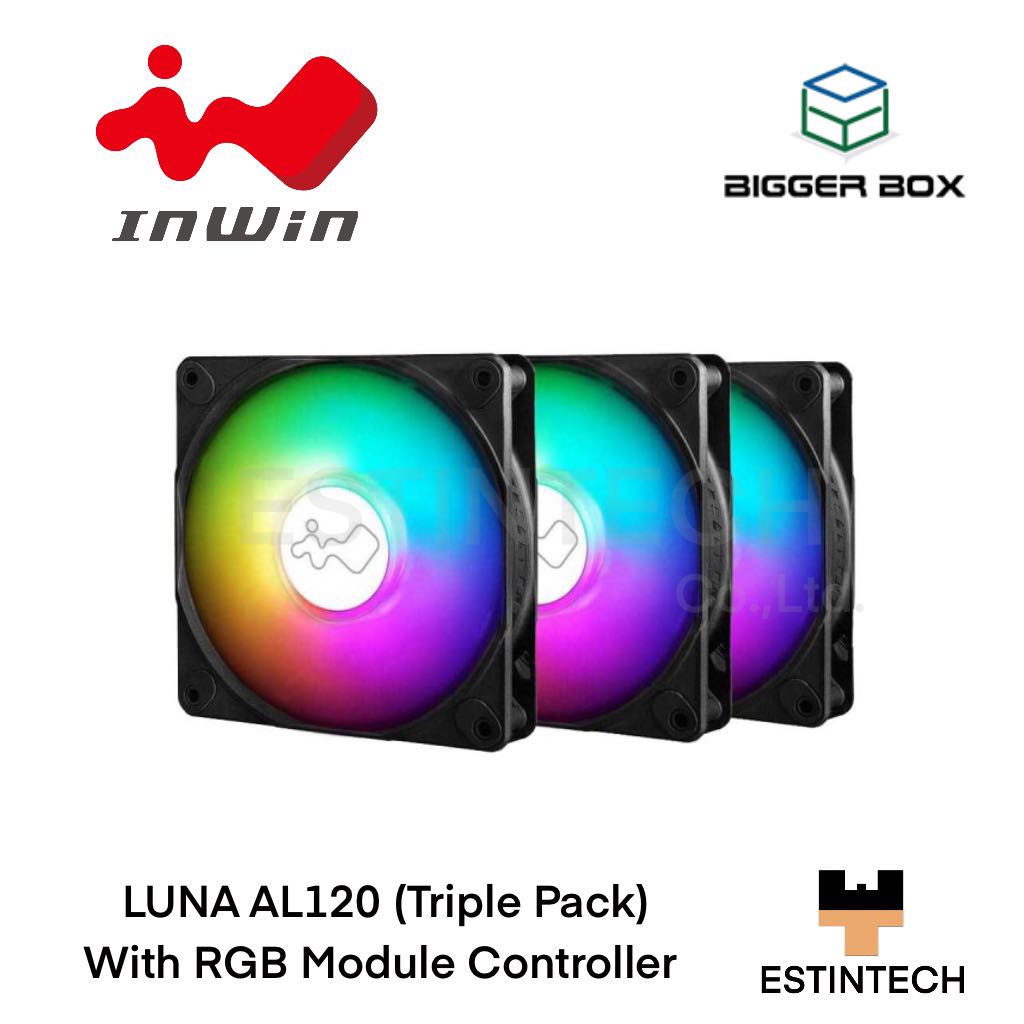 CASE FAN (พัดลมเคสคอมพิวเตอร์) InWin LUNA AL120 (Triple Pack) With RGB Module Controller ของใหม่ประก