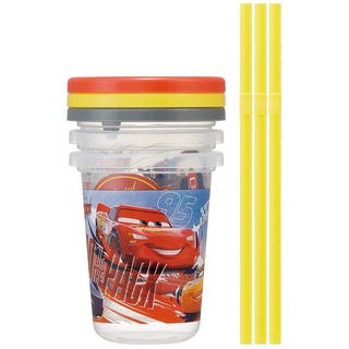 3ถ้วยมีหลอดฝาปิด 230ml. cars Disney