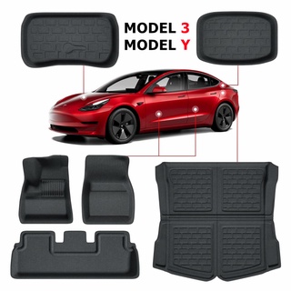 Tesla อุปกรณ์เสริมFor Tesla Model 3/Y XE Lefthand Righthand Floor Mats Allweather 3D Cargo Liner Model Y Frunk Rear Trun