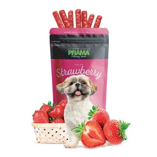 [12 ซอง] PRAMA Delicacy Snack พราม่า เดลิคาซี่ สแน็ค รสผลไม้ ขนมสำหรับสุนัข ขนาด 60 กรัม