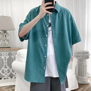 MNO.9 Shirt 1236 เสื้อเชิ้ตแขนสั้น ทรงหลวม สไตล์เกาหลี