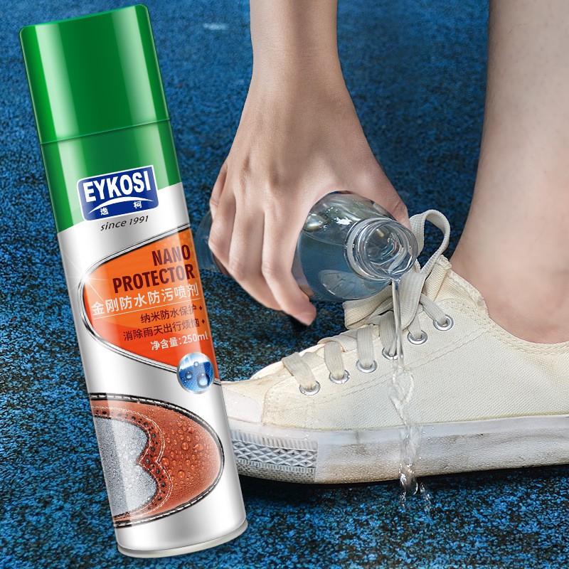 สเปรย์กันน้ำรองเท้าผ้าใบ รองเท้าหนัง เสื้อผ้า หนังกลับ เต๊นท์ กระเป๋า eykosi water proofer ใช้กันละอองน้ำและสิ่งสกปรก