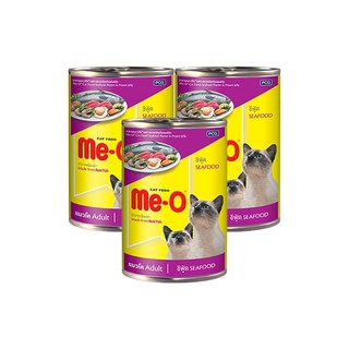 มีโอ อาหารแมวกระป๋อง รสซีฟู๊ด 400 กรัม (3 ชิ้น) Me-O Canned Cat Food Seafood Flavor 400 g. (3 pcs.)