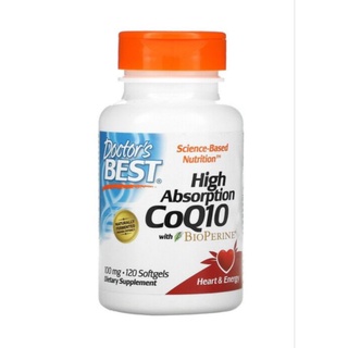 โปรแรง‼️โคคิวเท็น High Absorption CoQ10 with BioPerine, 100 mg, 120 Softgels doctors best โคเอ็นไซม์คิวเท็น