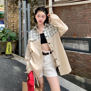 Suxi เสื้อเชิ้ตแขนยาวลําลอง คอปก ลายสก๊อต เข้ากับทุกการแต่งกาย สไตล์วินเทจ แฟชั่นฤดูใบไม้ร่วง สําหรับผู้หญิง