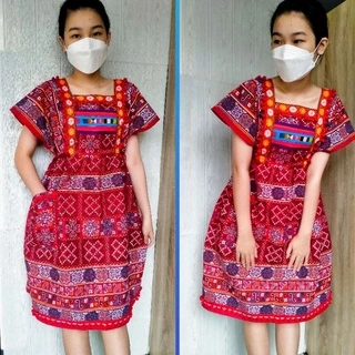 เดรสผ้าฝ้ายผูกข้าง เดรสทรงเกาหลีผ้าพื้นเมืองราคาถูก150฿
