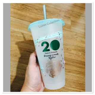 Starbucks Malaysia Siren Mermaid Reusable Frosted Plastic Cold cup Venti 24oz / 709 ml. (Cold)