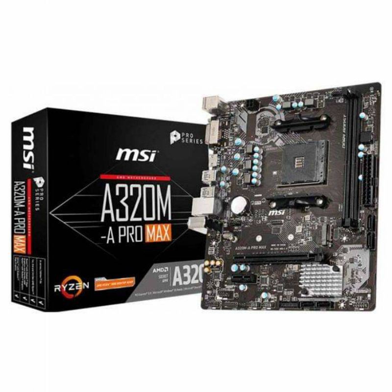 MAINBOARD (เมนบอร์ด) MSI A320M-A PRO MAX SK: AM4 (ไม่มีกล่อง) มือสอง ประกันเหลือ 2.5 ปี