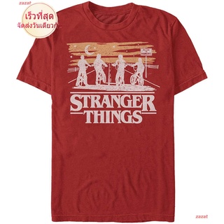 zazat สเตรนเจอร์ ธิงส์ เสื้อ Stranger Things Womens Night Silhouettes T-Shirt เสื้อยืด ผ้าระบายอากาศ เสื้อยืดเเขนสั้น