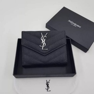 YSL card wallet envelope ของใหม​ สีดำอะไหล่เงิน