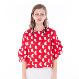ATIPA  Winika เสื้อเบลาส์ระบายแขน (ฟรีไซส์)