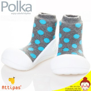 รองเท้าหัดเดิน ATTIPAS.. รองเท้าหัดเดินเด็กที่ดีที่สุด..รุ่น Polka Dot สีเทา