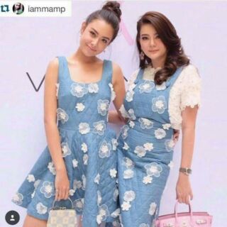 Araya X Vatanika brand เอี๊ยมกระโปรงยีนส์ห้าส่วน