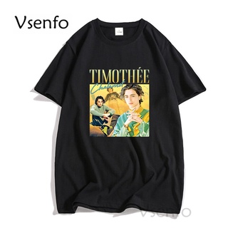 เสื้อยืดโอเวอร์ไซส์ 100%COTTON【พร้อมส่ง】เสื้อยืดแขนสั้น พิมพ์ลายกราฟฟิค Timothee Chalamet Homage สไตล์วินเทจ แฟชั่นฤดูร้