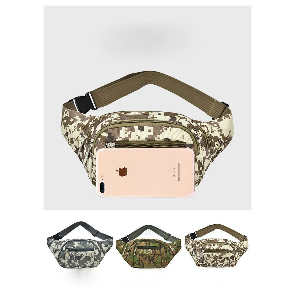 (w36)กระเป๋าคาดอกคาดเอว ซิปเยอะ หนา ลายพลางดิจิตอล vgetbag