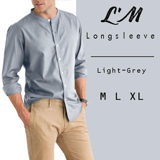 cotton soft เสื้อเชิ้ตคอจีนแขนยาว เสื้อเชิ้ตผู้ชาย เกาหลีฝุดๆ Lm mens style