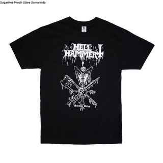 คอลูกเรือเสื้อยืดคอกลมเสื้อยืด ลายค้อน Hell Hammer Satanic Rites TS Mผ้าฝ้ายแท้