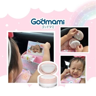 Godmami แป้งฝุ่นข้าว 100% วีแกน กึ่งโปร่งแสงสำหรับเด็กทาหน้าและตัว ไม่แต่งกลิ่นและสี