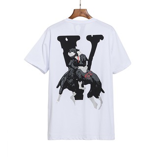 เสื้อยืดVlone letters printed graffiti o-neck T-shirt 65BZ